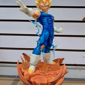 Figura PREMIUM Majin Vegeta edición sobre Roca con Iluminación en la base y 2 cabezas intercambiables 31.5cm