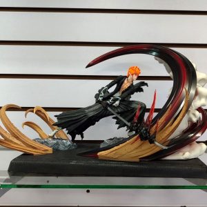 Figura PREMIUM Ichigo con Getsuga Tensho con Iluminación y 2 rostro intercambiables(1 con máscara)
