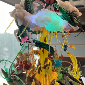 Figura Gokú Vs Enemigos Varios Con Iluminación 38cm