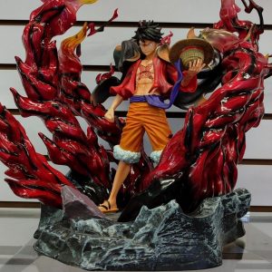 Figura One Piece Luffy  envuelto en Llamas con  Iluminación vía  corrIente Directa 40CM