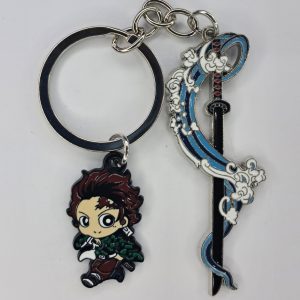 Llavero Doble Metálico Demon Slayer Katana Tanjiro