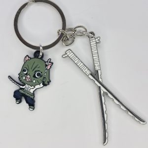 Llavero Doble Metálico Demon Slayer Katanas Inosuke