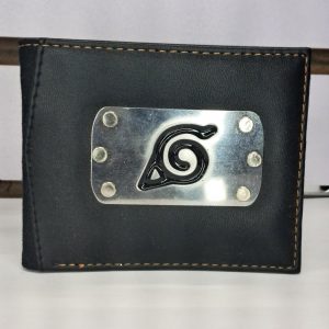Billetera PREMIUM Naruto Con Pin Metálico Negro Naranja Logo Naruto