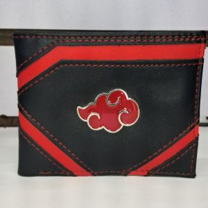 Billetera PREMIUM Naruto Con Pin Metálico Negro Naranja Logo Akatsuki