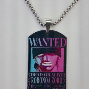 Cadena ONE PIECE Cartel de Búsqueda con Dije PREMIUM a Color Zoro