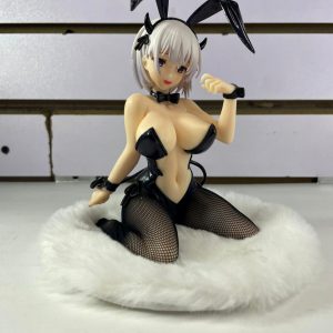 Figura Conejita Cabello  Gris en Lencería de  Rodillas 15cm
