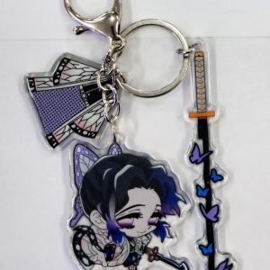 Llavero TRIPLE Acrílico PREMIUM Brillante Shinobu(Incluye 3 accesorios en el mismo Llavero)