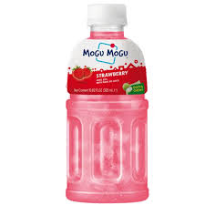 Mogu Mogu de fresa con trozos de gelatina de fruta